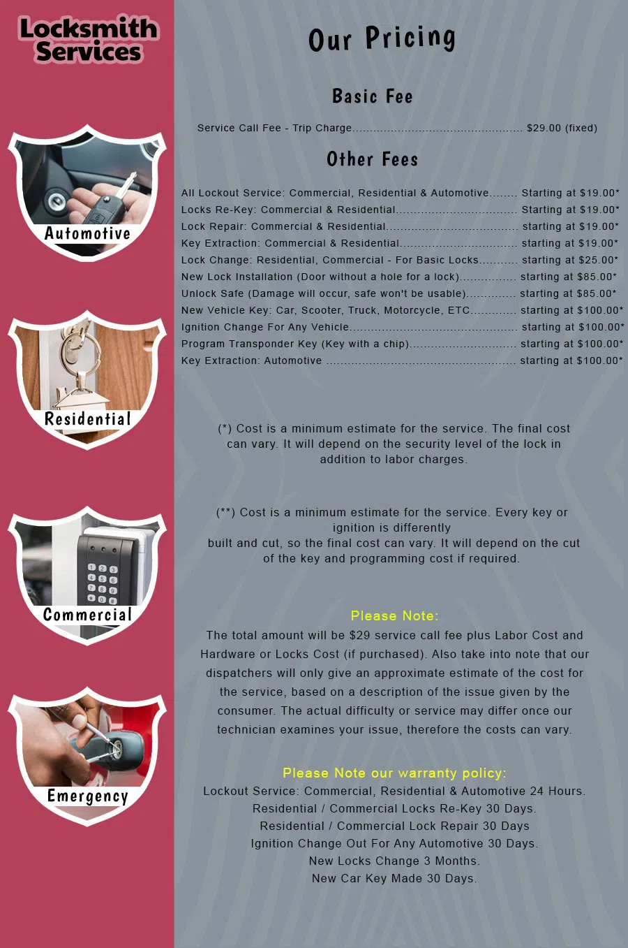 Manhattan Beach Locksmiths Manhattan Beach, CA 310-844-9190 - Pricelist-14